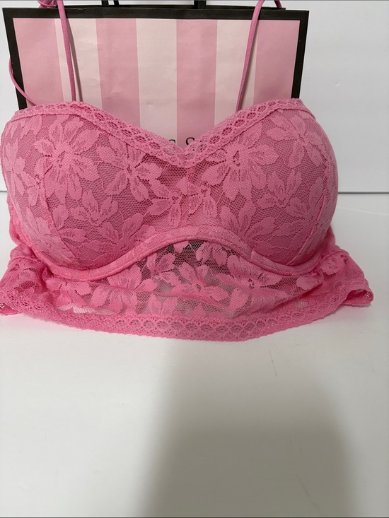 PINK Victoria's Secret Other - PINK Victoria's Secret Hot Pink Floral Lace Longline Bralette